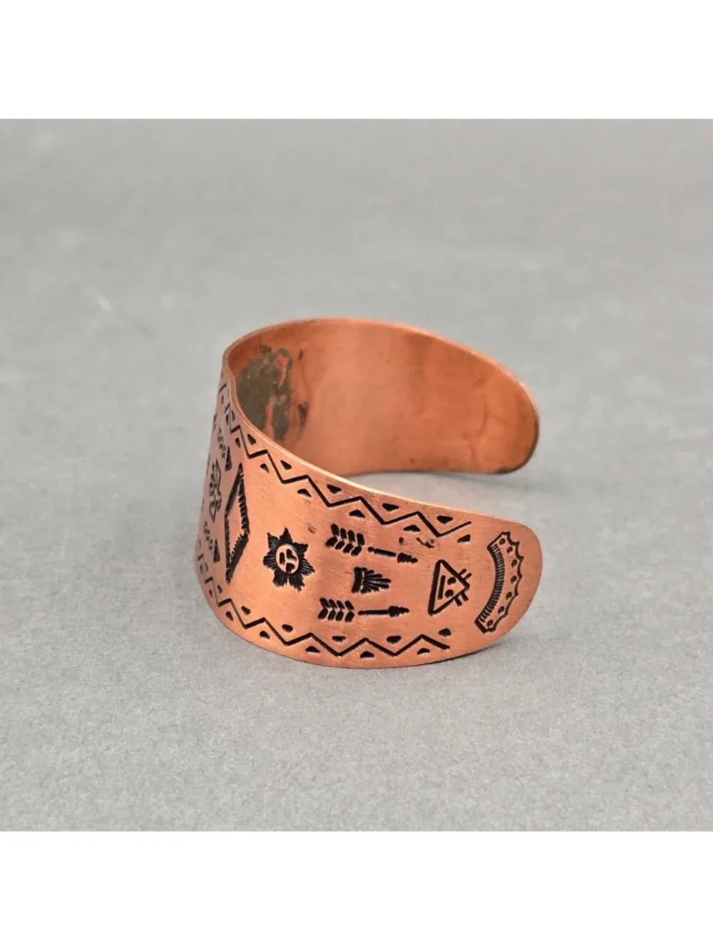 VTG Wheeler Copper Storyteller Cuff Bracelet 7" Fred Harvey Era Style Southwest - Picture 2 of 9